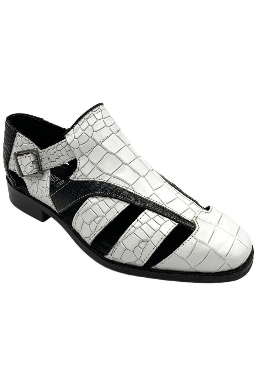Stacy Adams Men's Calandro City Sandal White/Black - Medium